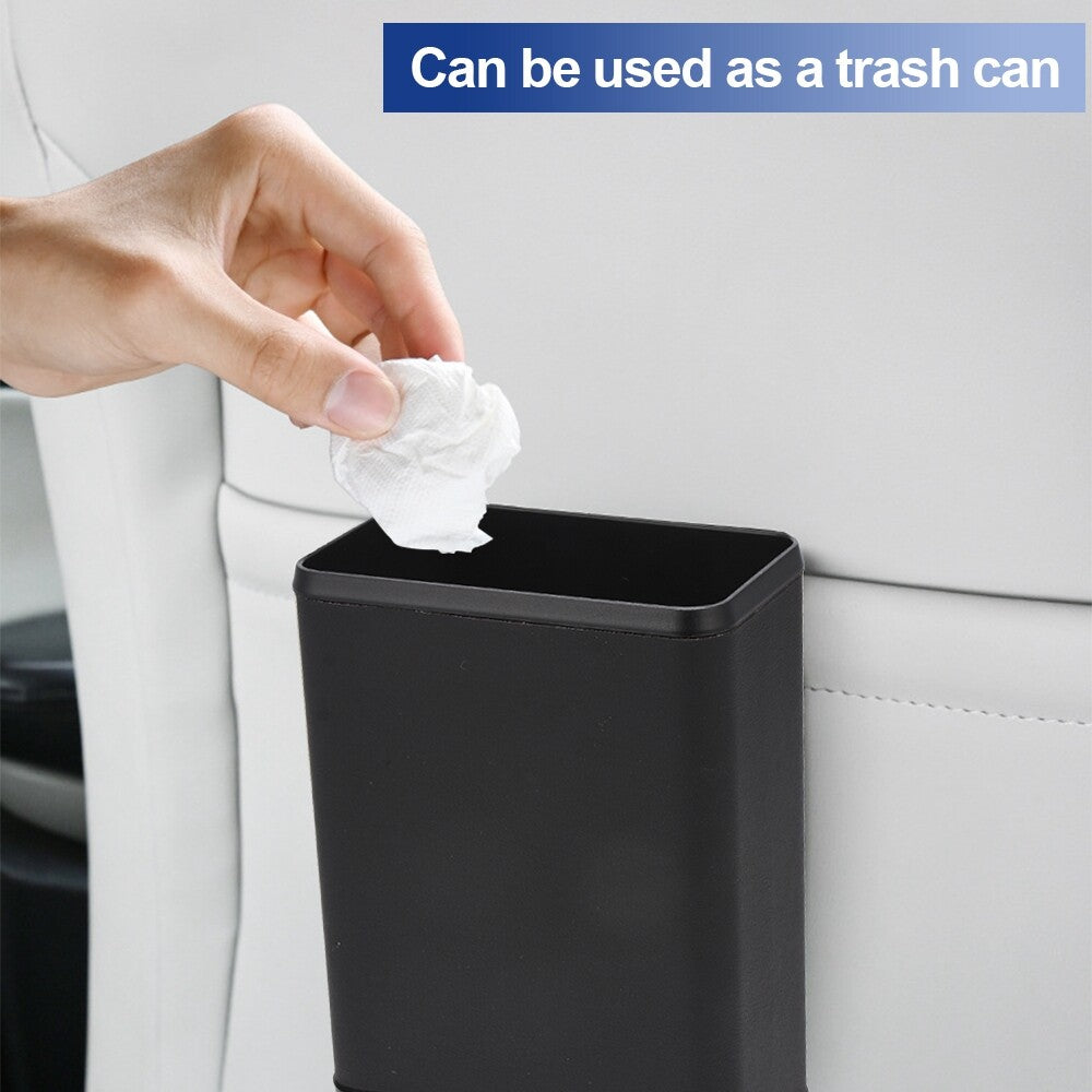 Black Waterproof Auto Car Garbage Bin Trash Can Storage Box Organizer