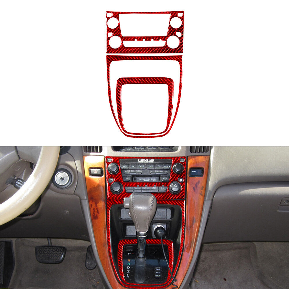 Red Carbon Fiber Interior Central Console Cover Trim for Lexus RX300 1998-2003 A