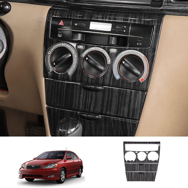 for Toyota for Corolla 03-08 Black Wood Grain ABS Middle Console AC Knob Cover Panel