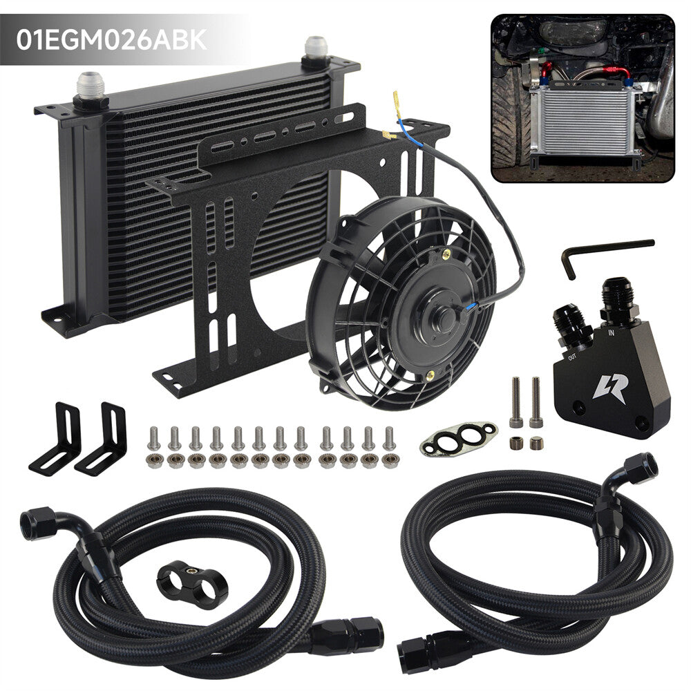 25 Row AN10 Oil Cooler Kit for Corvette C5 C6 C7 LS1 LS2 LS3 + 7 Electric Fan