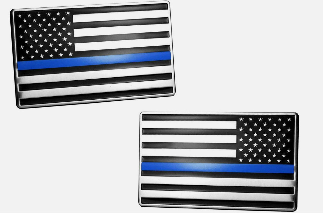 Car side fender rear badge decal silver black blue American flag for Chevrolet