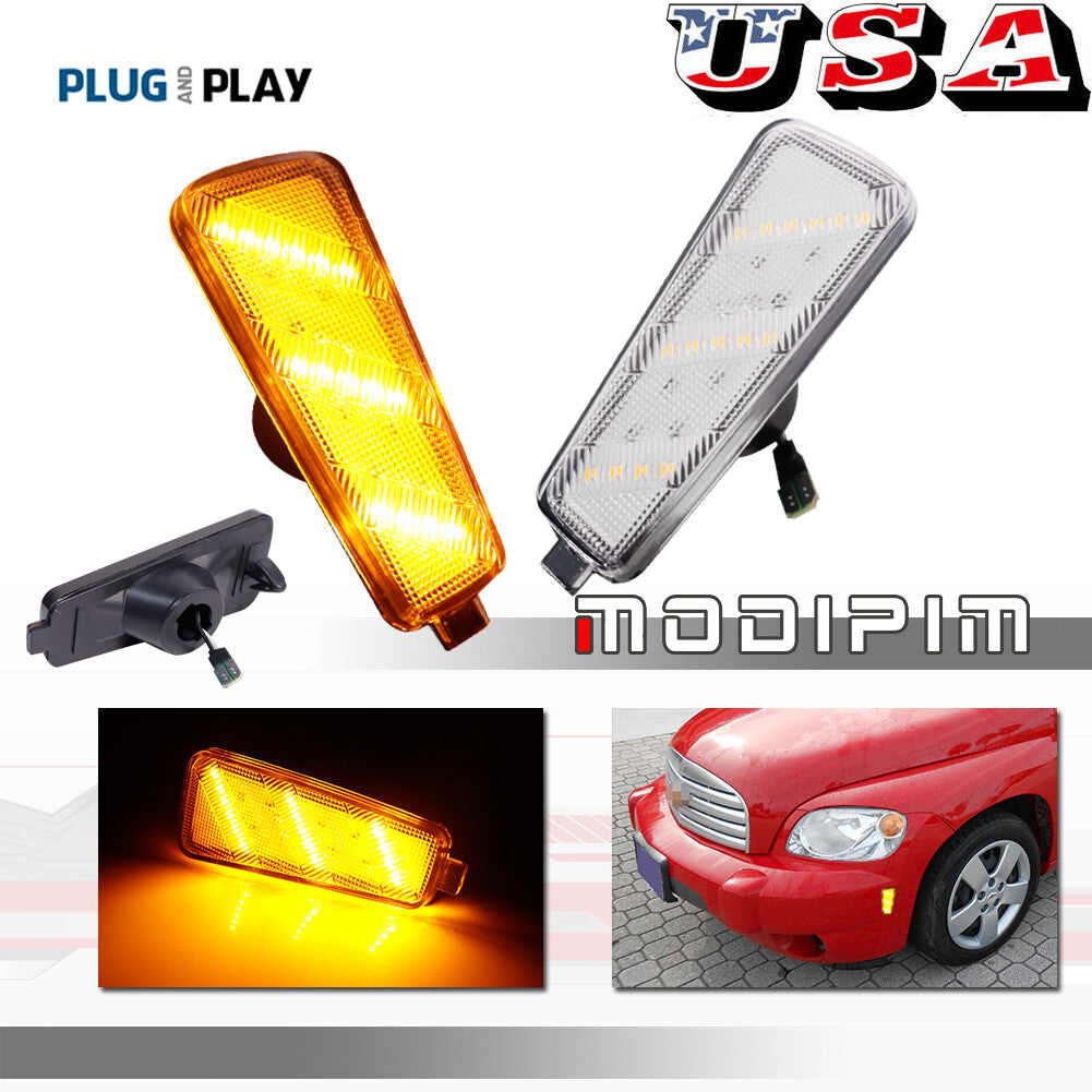 2-Pack Clear Lens Amber Front Side Marker Corner Lights for 2006-2011 for Chevrolet HHR