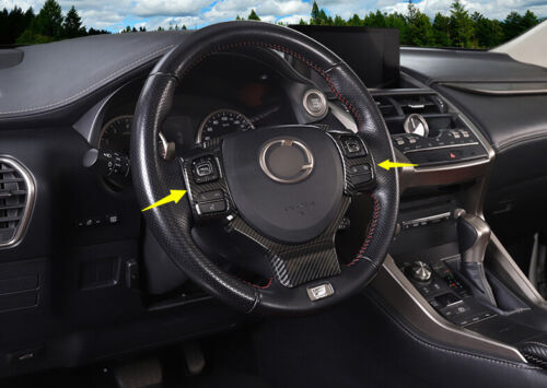 2P for Lexus NX200t 300h 2015-2021 Carbon Fiber Steering Wheel Button Cover Trim