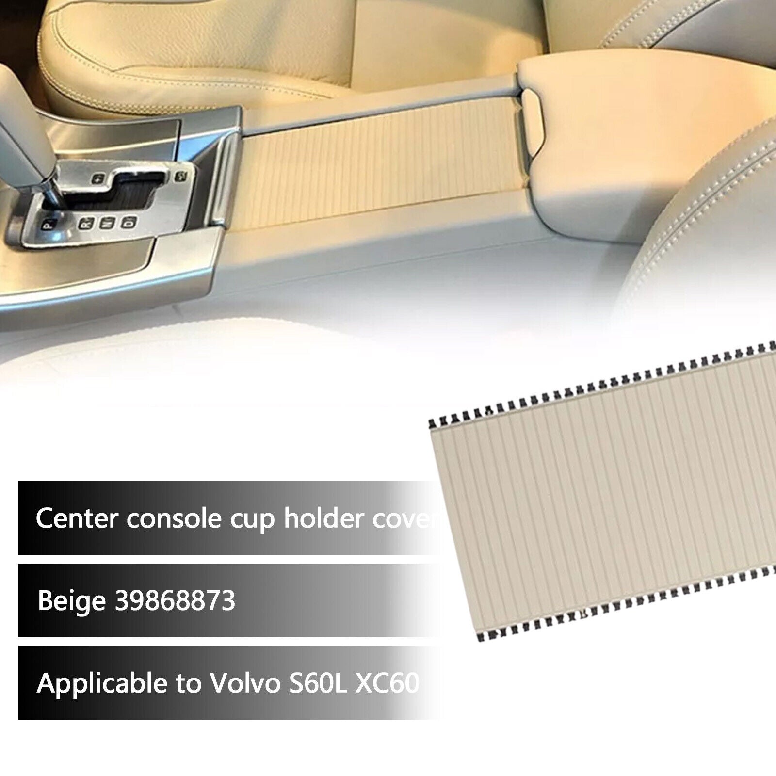 for Volvo S60 XC60 1116 39868873 Center Console Water Cup Holder Panel Cover