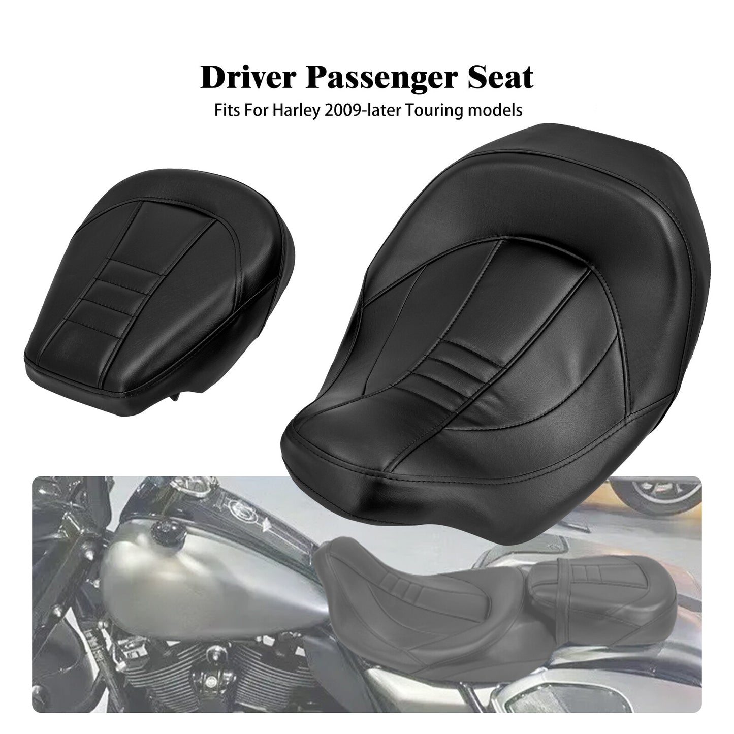 Low Profile Driver Passenger for Seat For Haley Touring Road Electra Glide 2009-2024
