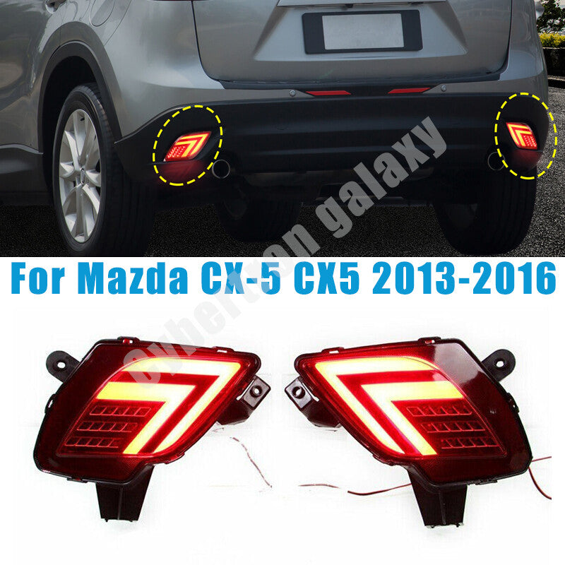 A pair of red LED rear bumper brake and turn signals for MAZDA CX-5 2013-2016.