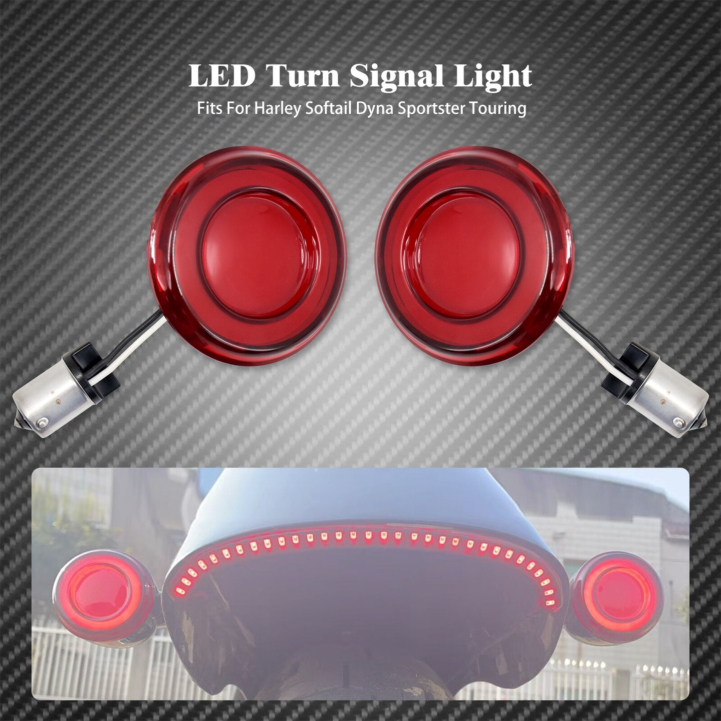 Red 1156 Bullet Tracer LED Rear Turn Signal Fit for Harley Sportster Softail