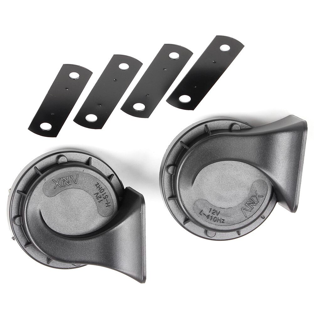 Universal 2PCS 12V 110DB Car Loud Dual-tone Snail Electric Horn Black