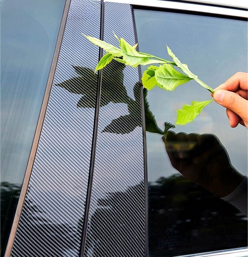 Carbon Fiber Look Pillar Posts Door Window Molding Trim for Honda Accord 13-2017
