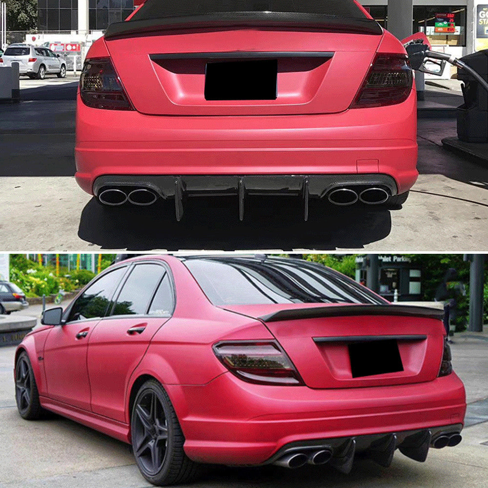 for Mercedes-Benz W204 C63 2009-11 REAL Carbon Rear Bumper Diffuser Big Fins