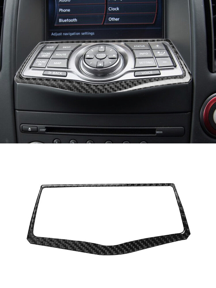 Carbon Fiber Multimedia Button Frame Cover Trim for Nissan 370Z 2009-2020