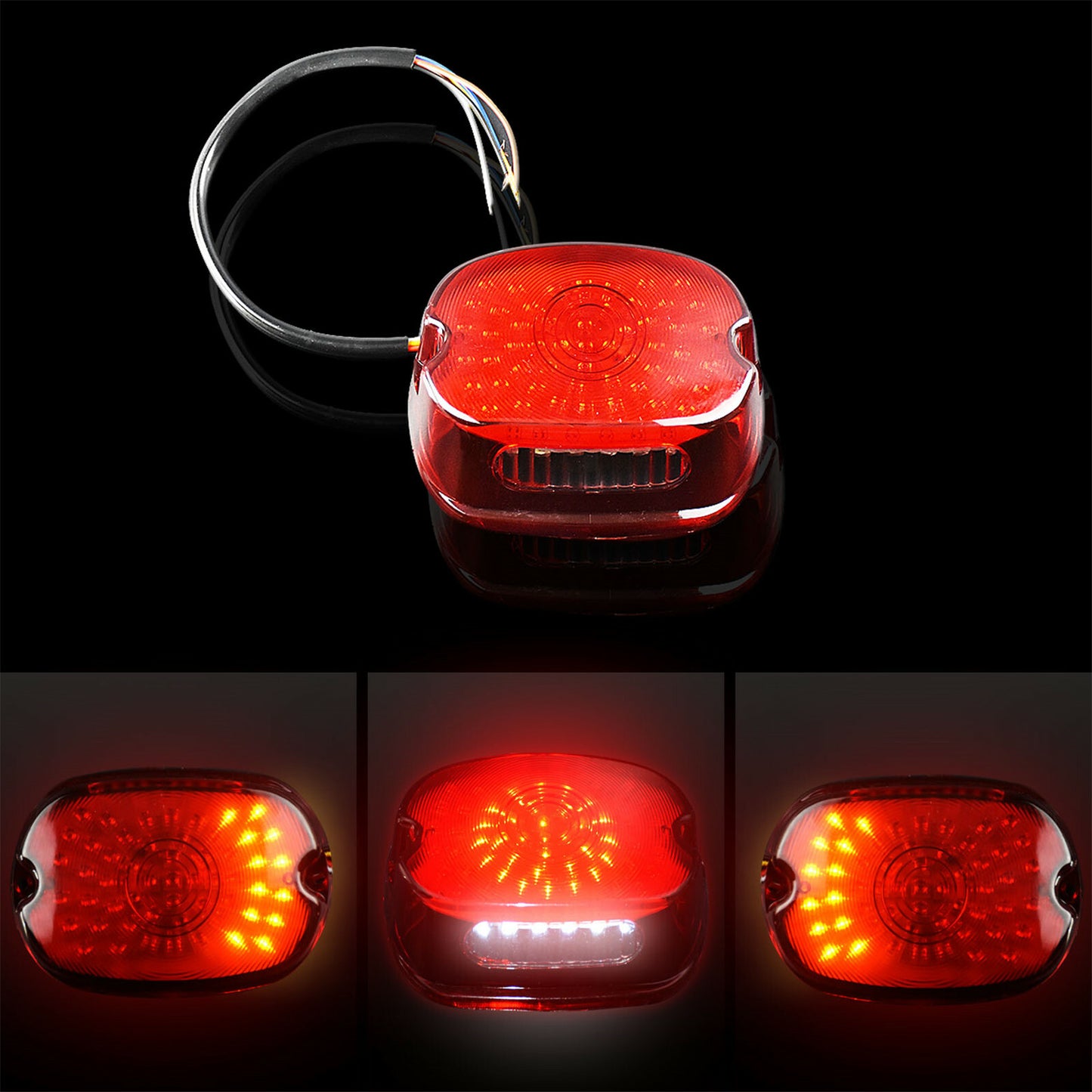 Rear Tail Brake Turn Signal Indicator Light Red Lens Fit for Harley Dyna Softail