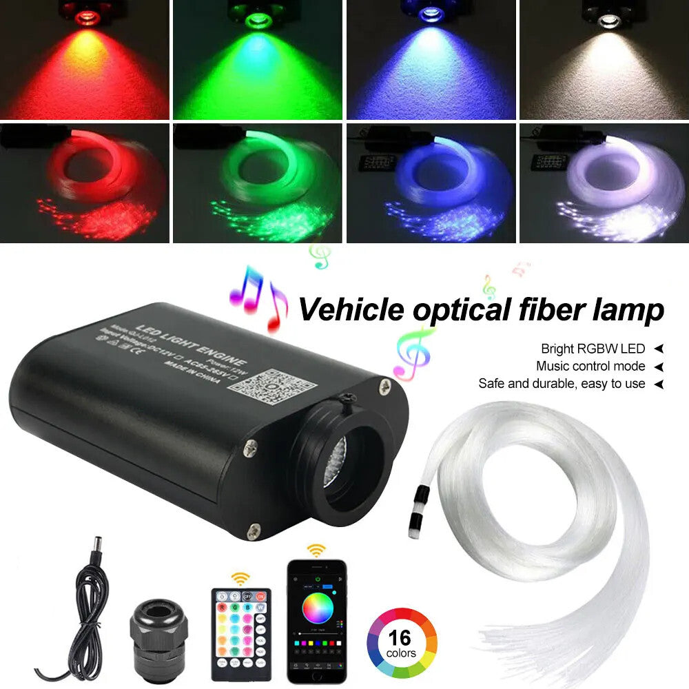 DC12V 12W RGBW Car Roof Star LAMP LED Starry Ceiling Optical Fiber APP Light Kit