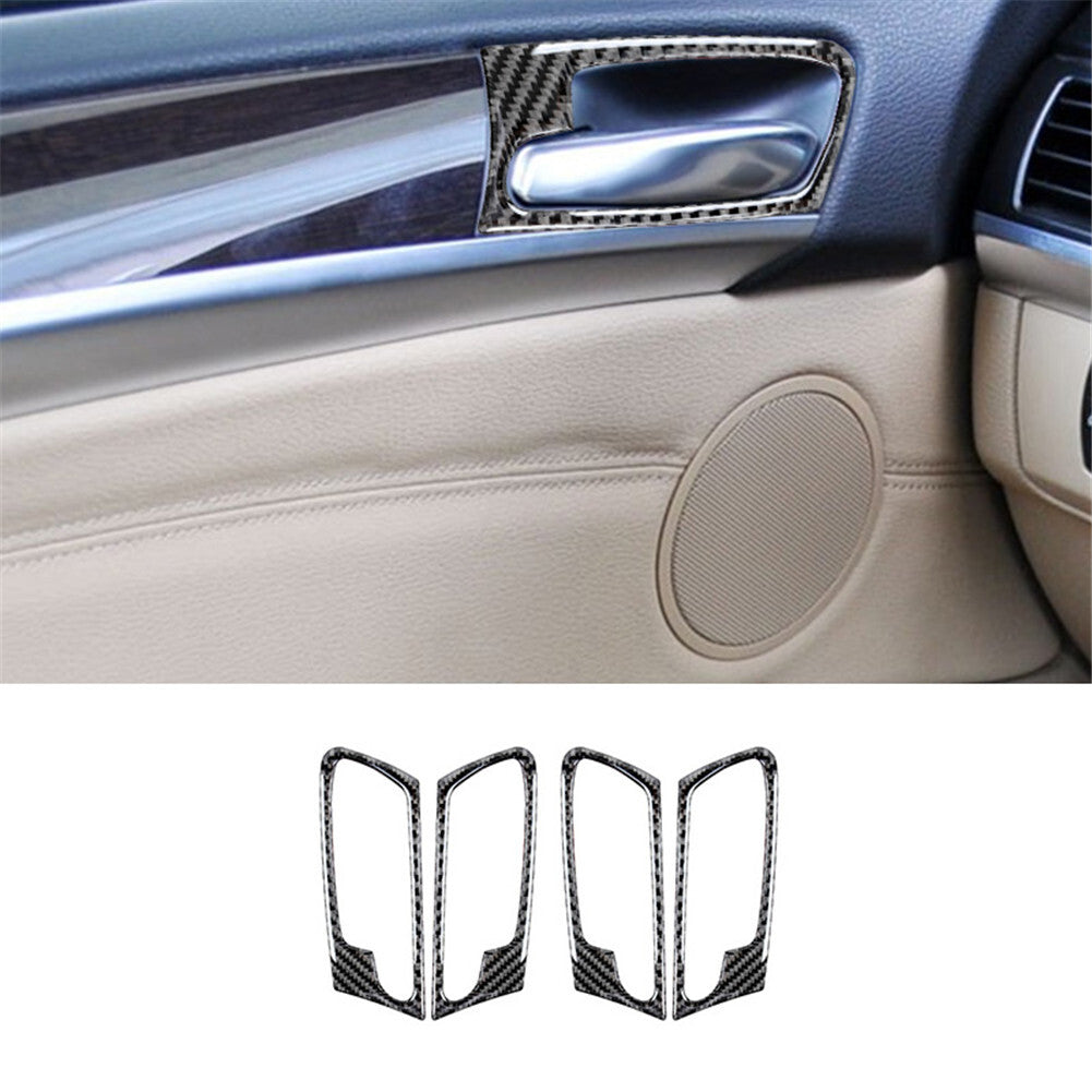 4Pcs Carbon Fiber Door Handle Cover Trim for BMW X5 E70 X6 E71 2008-2013 Type A