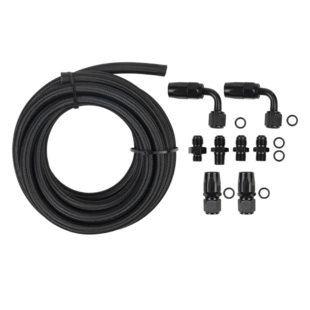 Automatic Transmission Cooler Line Kit 6AN Hose Line Kit Fit For 4L60E 4L65E Blk