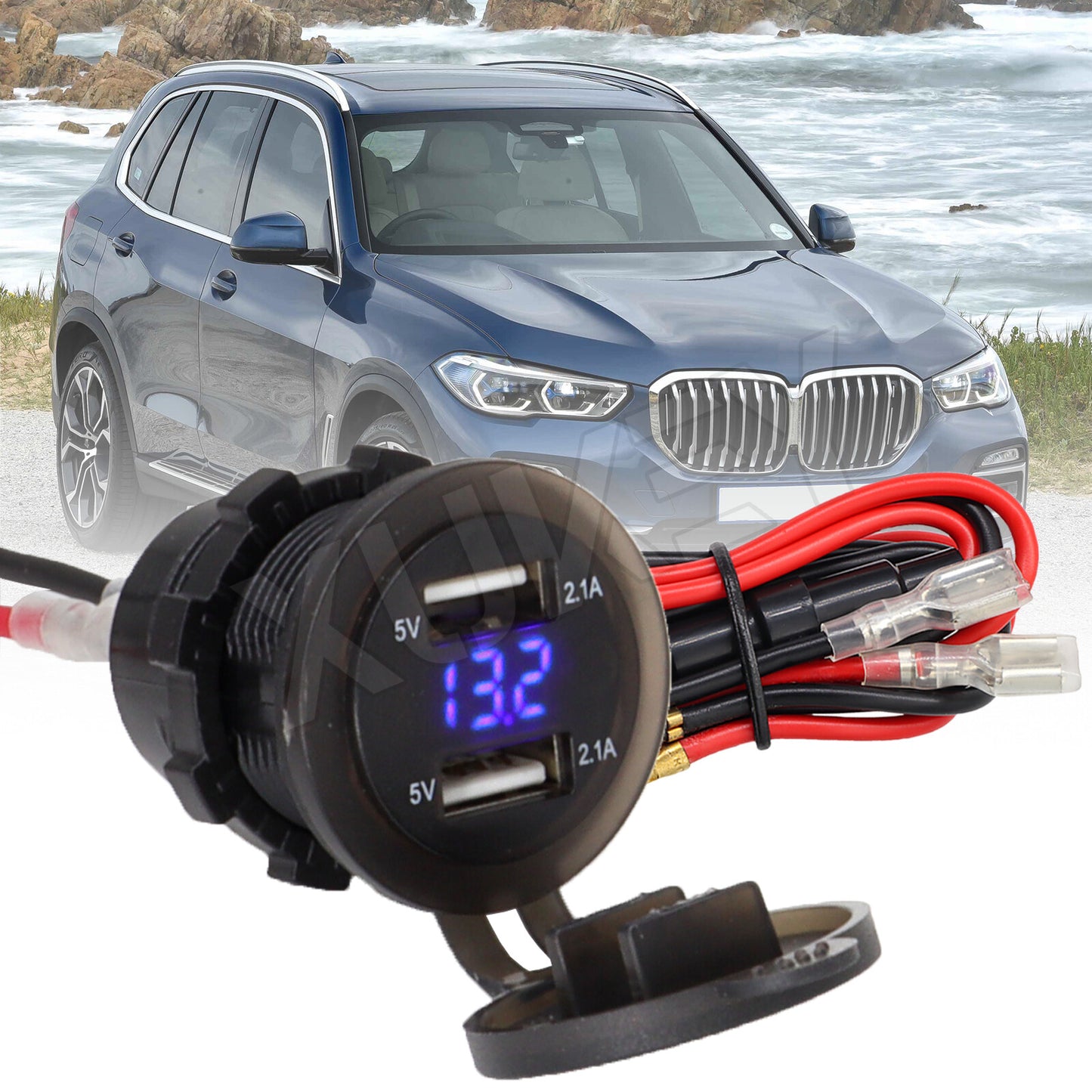 Car Dual USB Charger Socket Installation 12V Automotive Cigarette Lighter Socket 4.2A