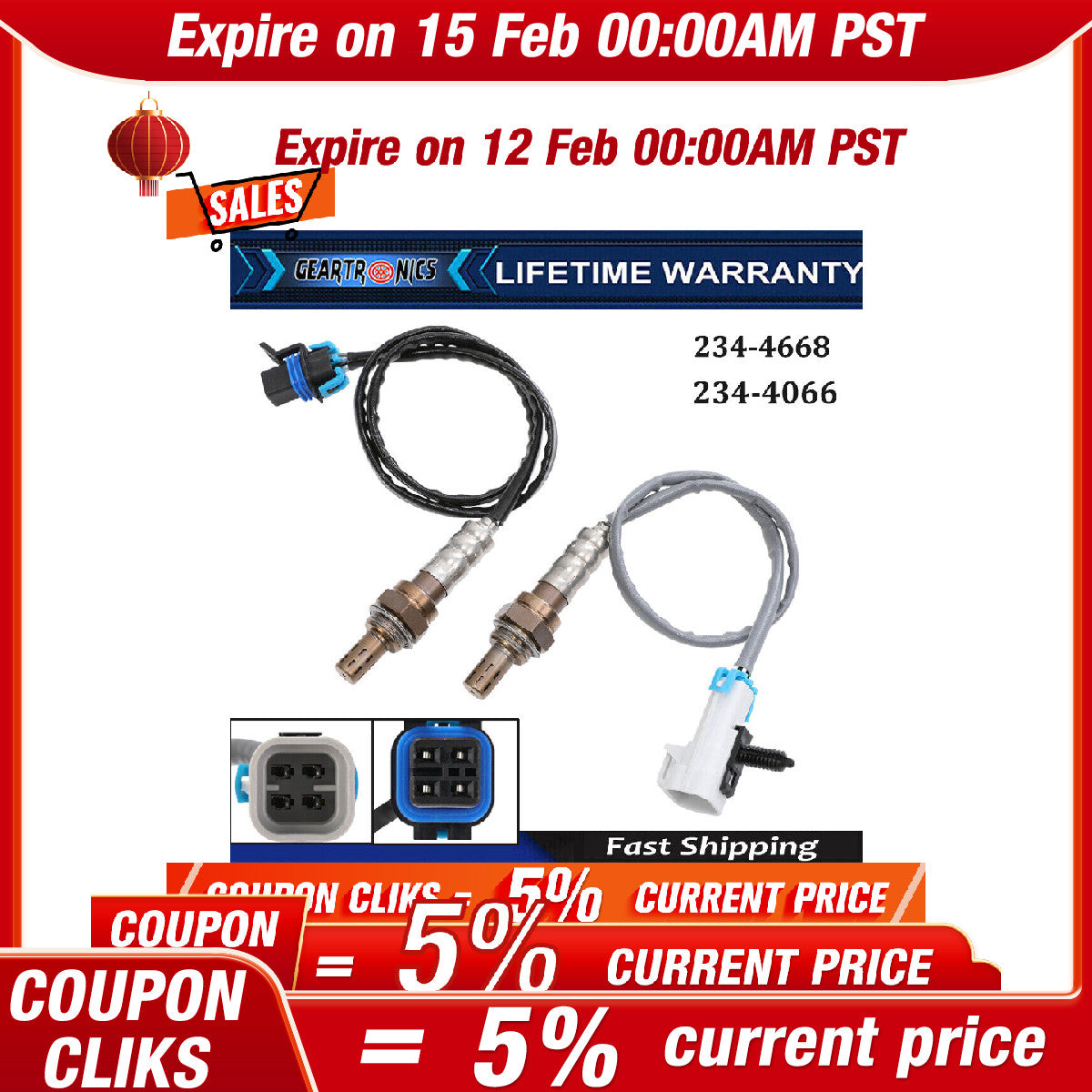 2x Upstream Downstream 02 O2 Oxygen Sensor for Chevy Cobalt HHR 2.2L 2.4L
