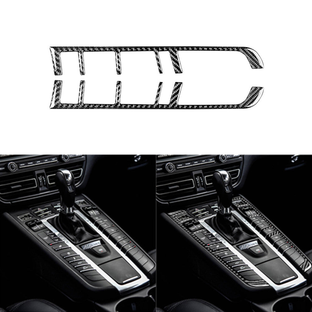 2x Carbon Fiber Interior Gear Shift Frame Cover Trim for Porsche Macan 2014-2019