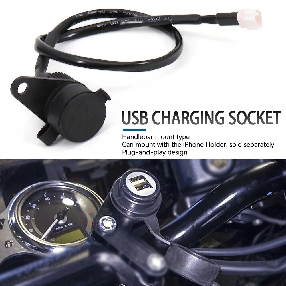 Motorcycle Dual USB Socket Fast Charging Phone Charge Electronics For MT09 MT07
