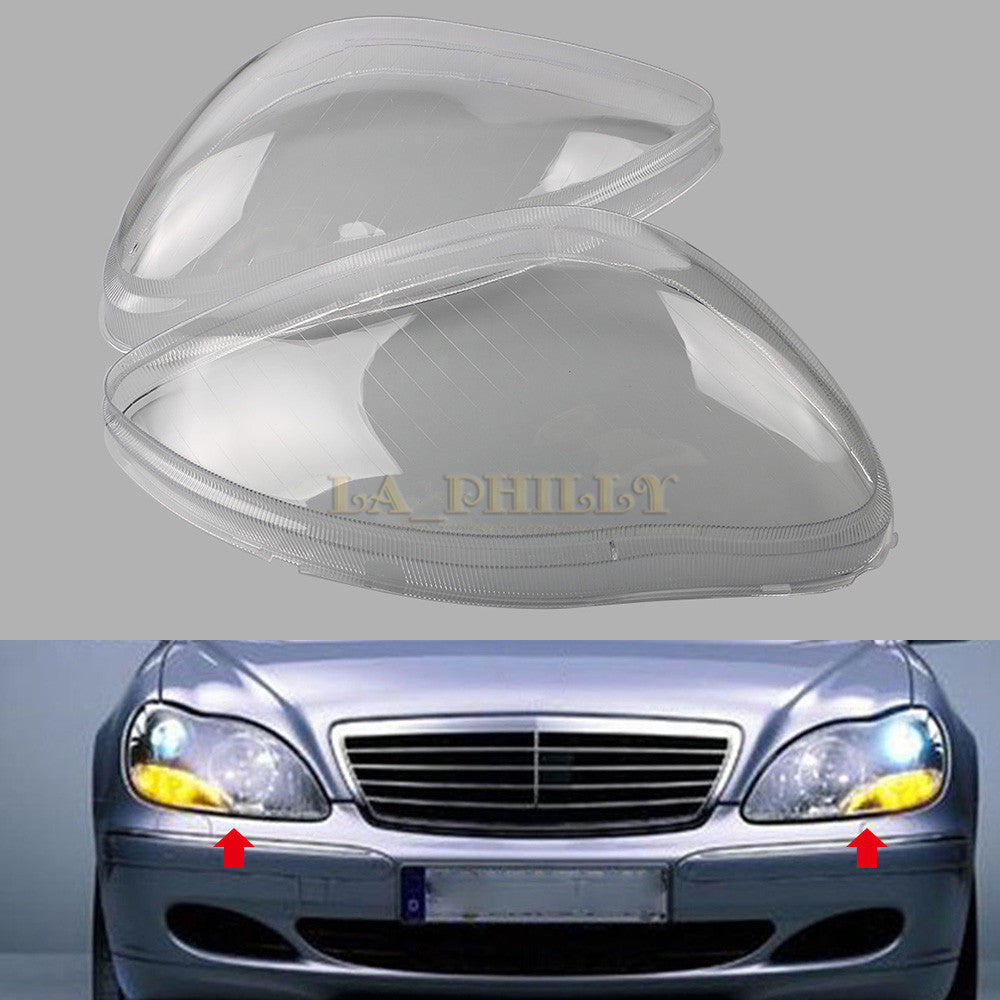 Pair Headlight Headlamp Clear Lens Cover for Benz W220 S600 S500 S320 S350 98-05