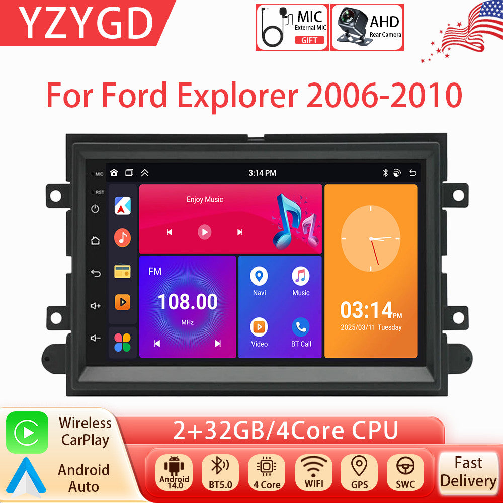 Android Auto Carplay for Ford Explorer 2006-2010 Car Stereo Radio GPS Nav Screen