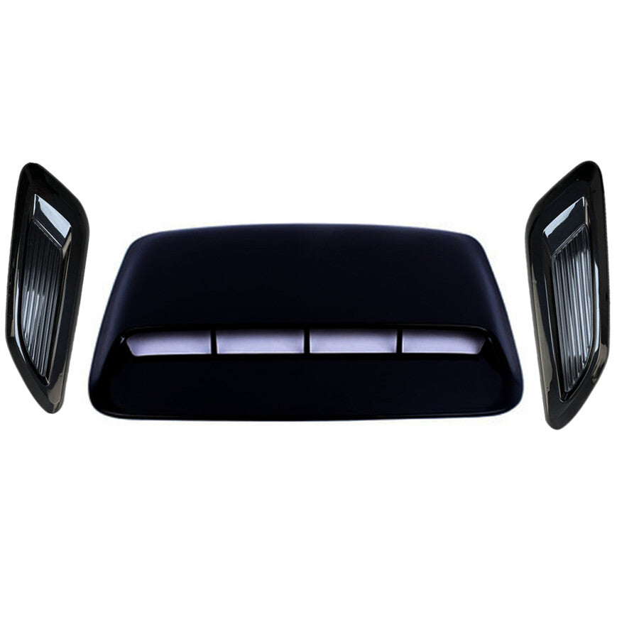 3x Glossy Black ABS Car Air Flow Intake Hood Scoop Vent Bonnet Decorative Cover