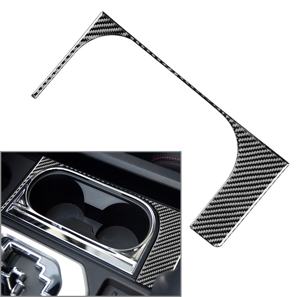 LHD Carbon Fiber Center Console Water Cup Holder Cover for Toyota Tundra 2014-21
