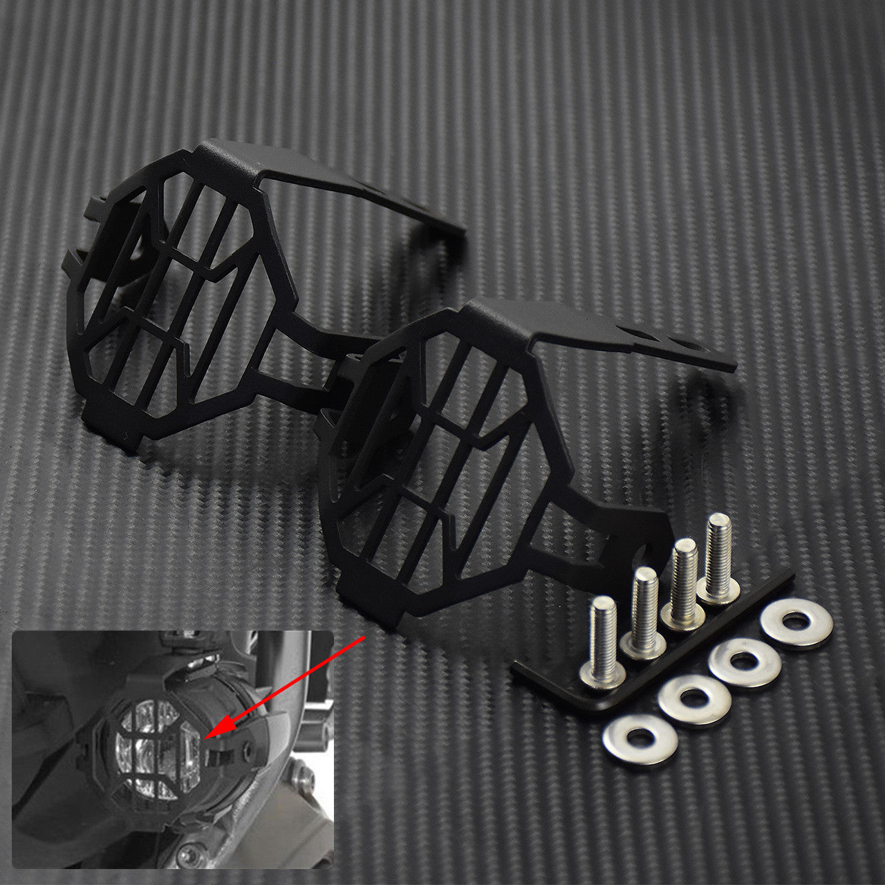 Black Auxiliary Fog Driving Light Protect Guard Cover Fit for BMW R1200GS F800GS