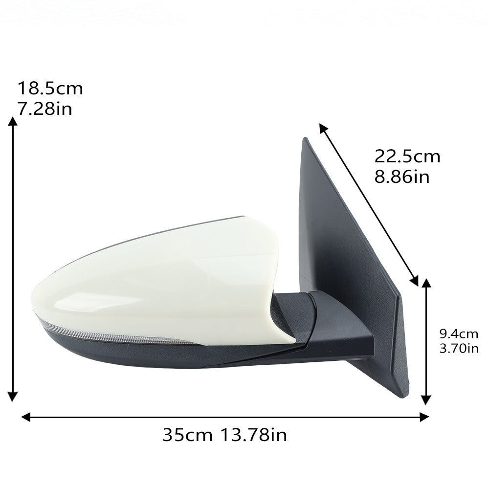 F¨¹r for Hyundai I20 MK3 BC BI 2020-2024 Au?enspiegel R¨¹ckspiegel Rechts Wei? 8 Draht