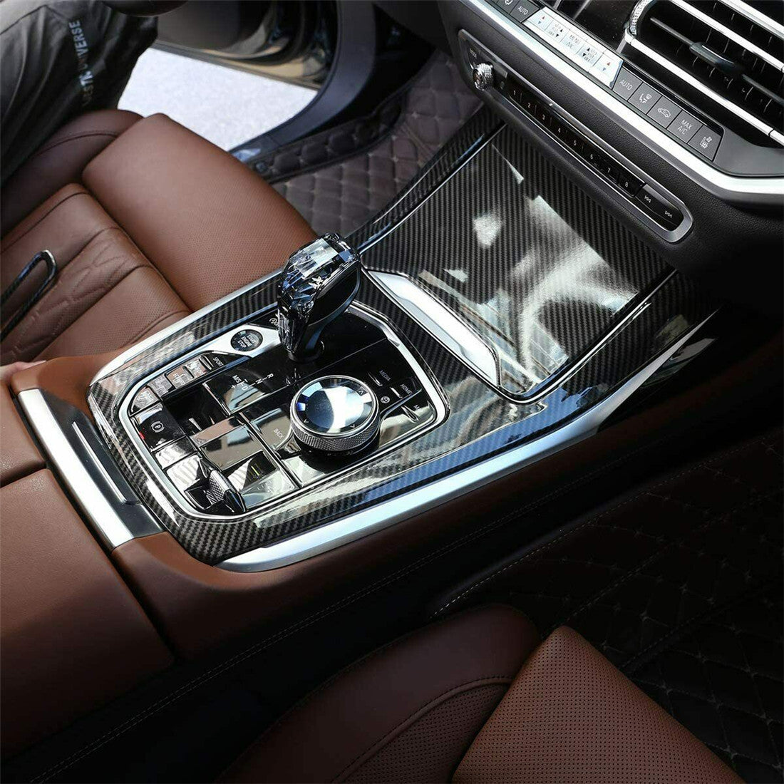 for BMW X5 G05 X7 G07 2019+ Central Control Gear Shift Box Panel Trim ABS Carbon