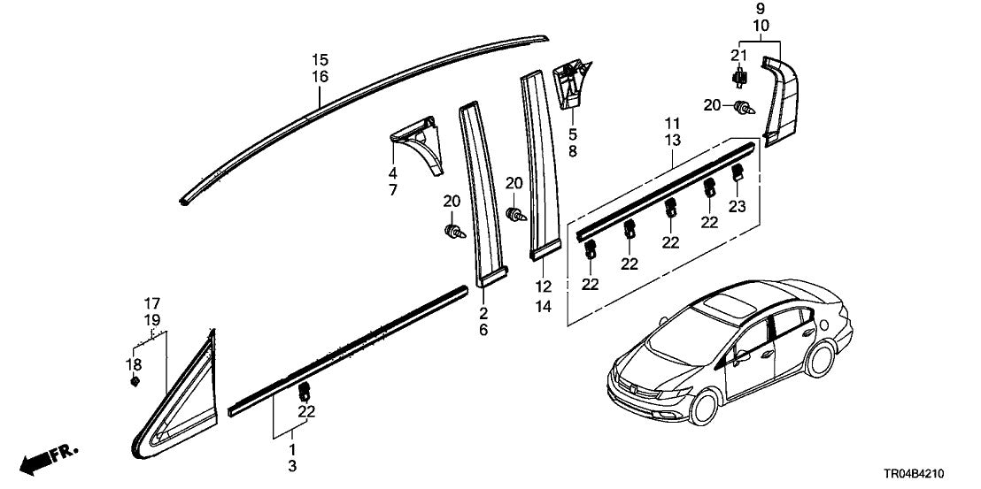 1-piece set for Accord 1998-2002 roof molding trim left + right 74316S84003 74306S84003