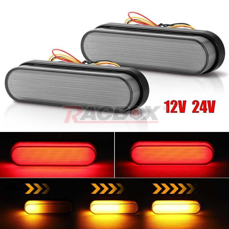 2X Motorcycle Rear Brake Tail Stop Light LED DRL Turn Signal Flowing For ATV UTV
