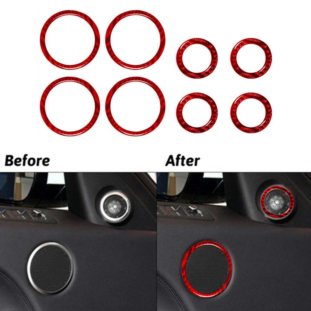 8X Red Carbon Fibre Speaker Ring Trim For Land for Range Rover Sport 2014-2017