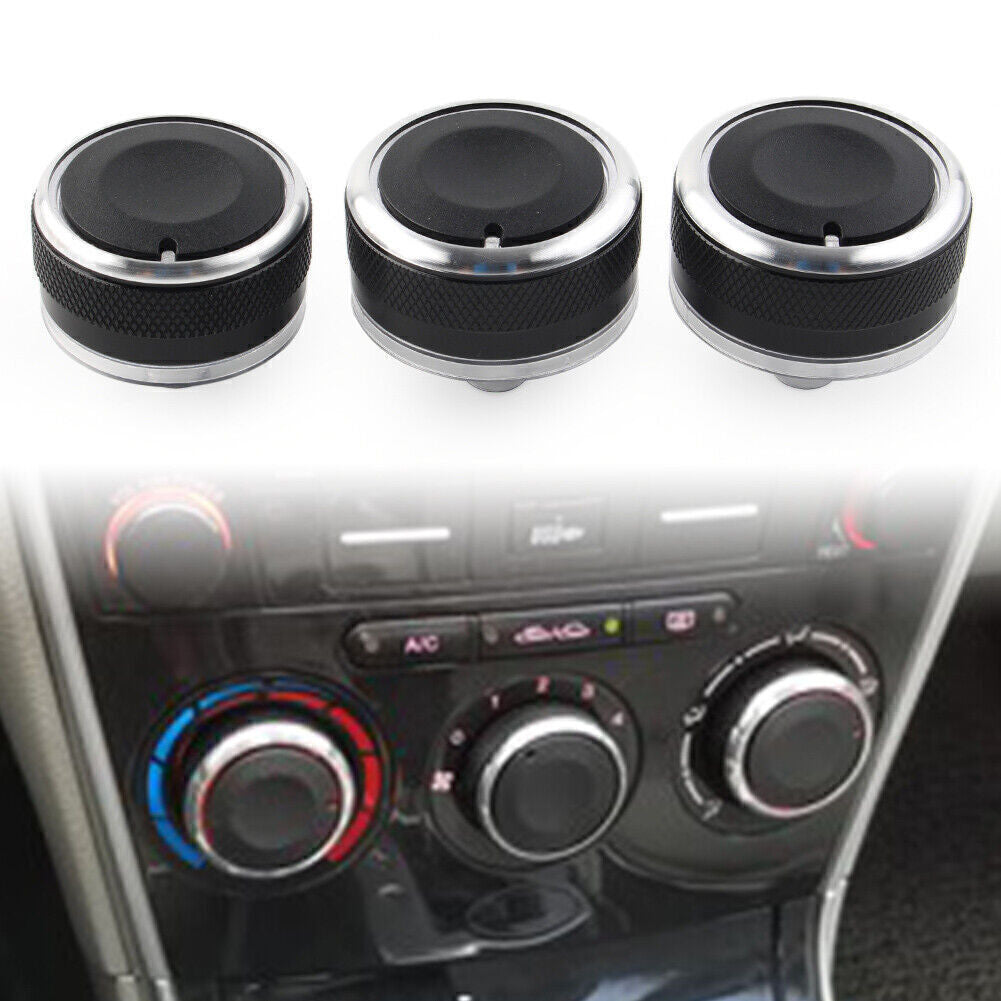 3x Air Conditioning Heat Control Knob A/C Switch Decor Fit for Mazda 6 2003-2008