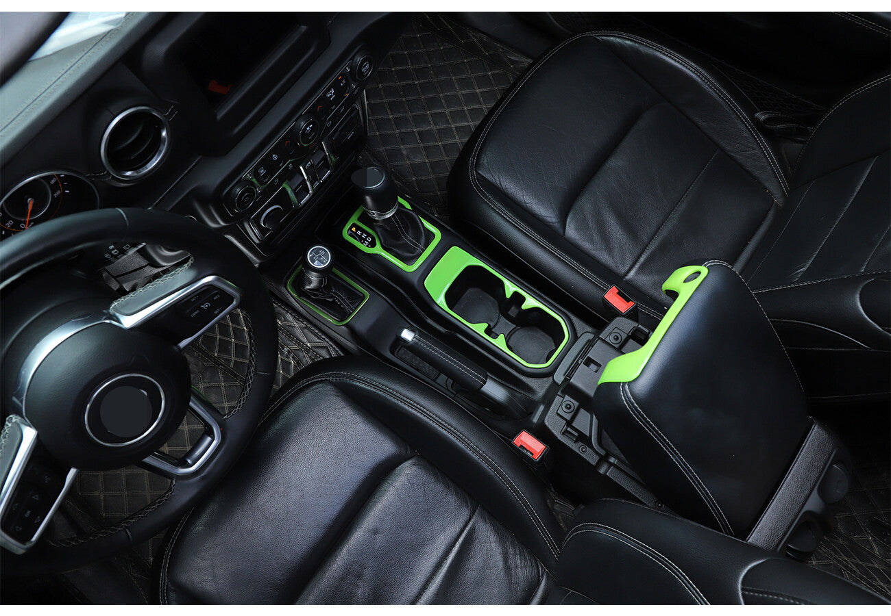 Green Gear Shift Cup Holder Armrest Box Keyhole Trim for Jeep for Wrangler JL JT 18+