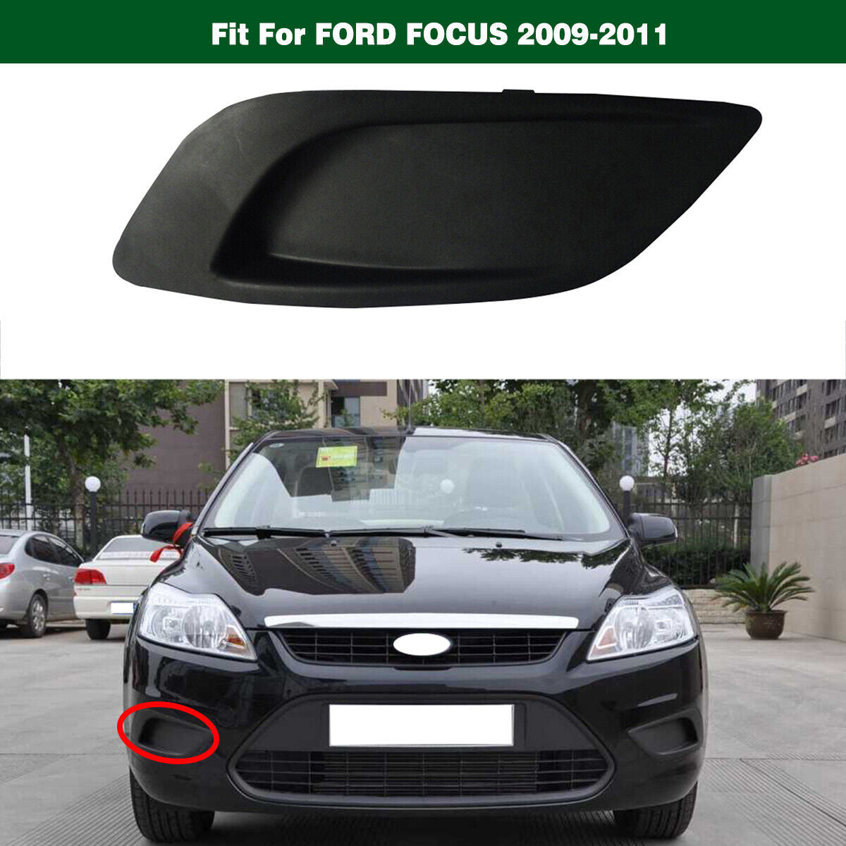 Front Fog Light Bezel Cover Trim w/o Hole Right for Ford Focus 2009-2011 Sedan