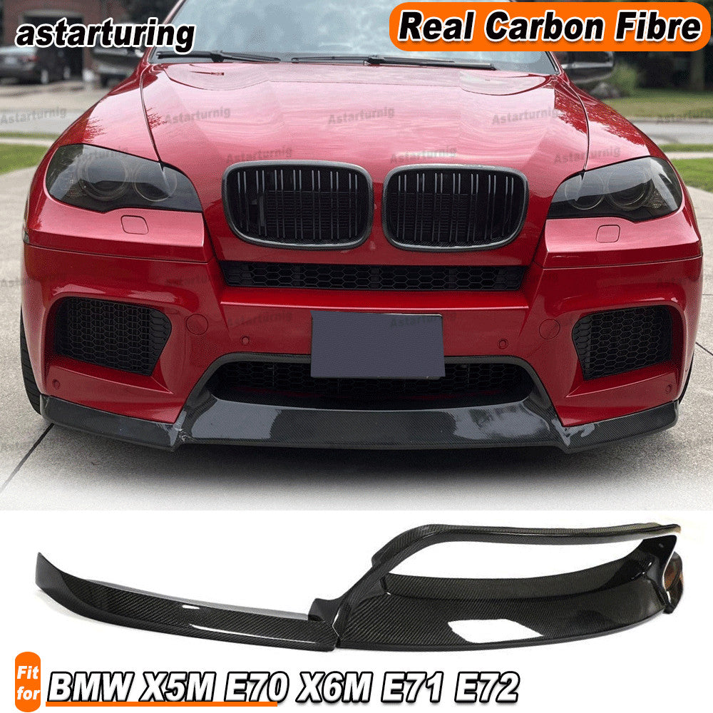 3PCS REAL CARBON Front Bumper Lip Chin Spoiler for BMW X5M E70 X6M E71 2010-14