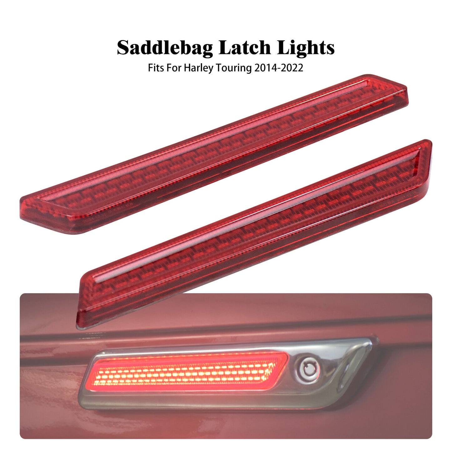 Red LED Saddlebag Latch Lights Fit for Harley Touring Electra Road Glide 14-2023