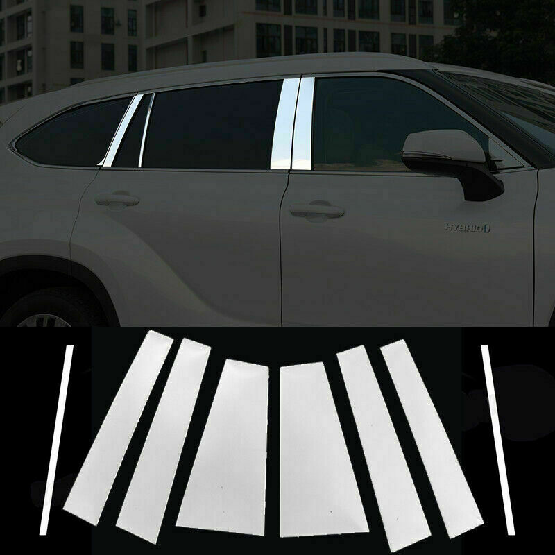 8Pcs CHROME Pillar Posts for Toyota Highlander 2020-2022 Door Trim Mirrored Kit