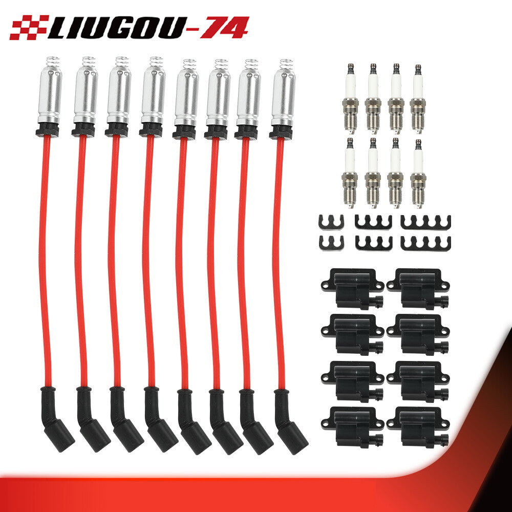 8-Piece Square Ignition Coil and Spark Plug Wire Set for Chevrolet for GMC 4.8L 5.3L 6.0L - Brand New