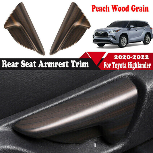 for Toyota Highlander 2020-2022 Wood Grain ABS Car Rear for Seat Armrest Handle Trim