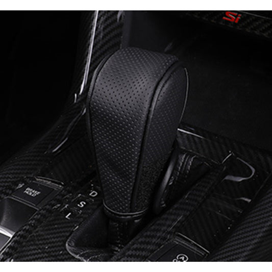 Car Gear Shift Knob Cover Shifter Sleeve Protector Black Leather Decor Non-Slip