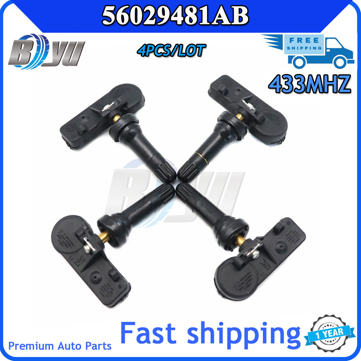 4pcs TPMS Tire Pressure Sensor 56029481AB 433MHz for Jeep Grand Cherokee 08-10