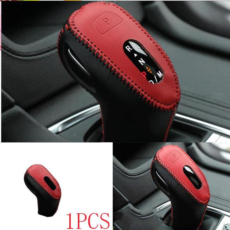 Car for Cadillac XT5 20-22 Red-Black Leather Gear Shift Knob Shifter Lever Trim