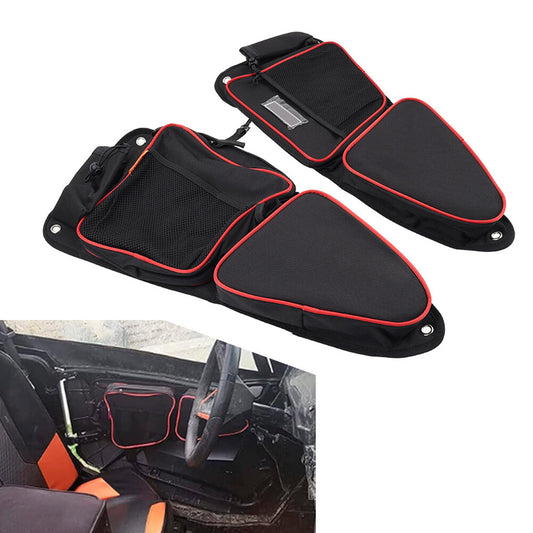 Front Black Door Storage Bags W/ Knee Pad for Polaris RZR XP 4 1000 Turbo S 900