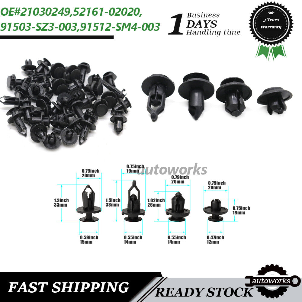 40PCS 21030249 52161-02020 Nylon Push Type Retainer Clips for Honda GM for Chrysler