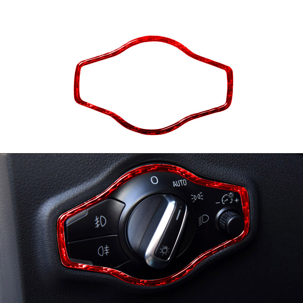 for Audi Q5 2009-2017 Carbon Fiber Headlight Control Knob Trim Red