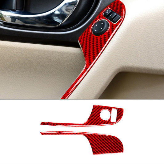 Red Carbon Fiber Front Rearview Mirror Adjusts Trim for Nissan Rogue 2014-2016