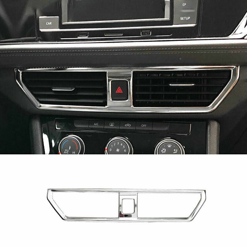 Silver Steel Central Console Outlet Vent Trim for Volkswagen for Jetta Mk7 2019-2021