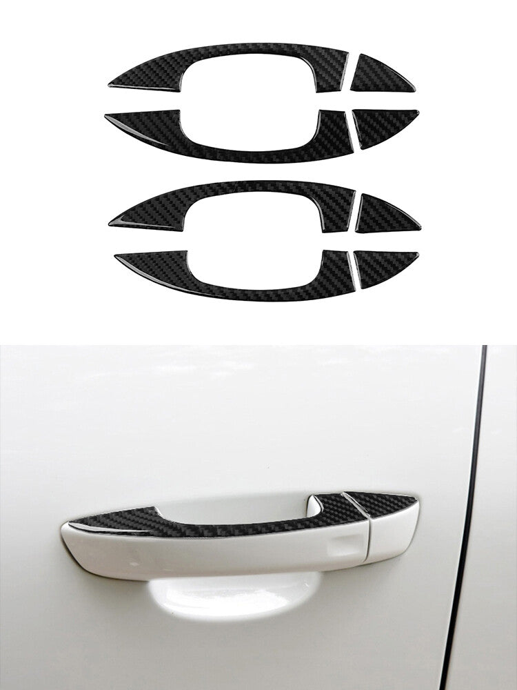 8Pcs Door Handle Trim Cover Carbon Fiber for VW Touareg 2011-2018